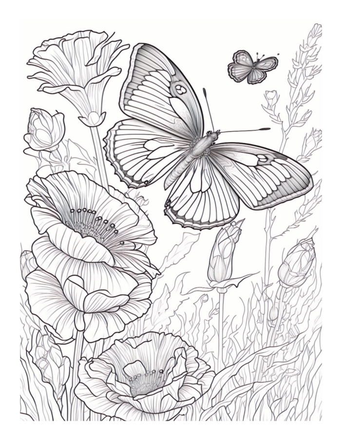 Free Butterfly Garden Coloring Page 83