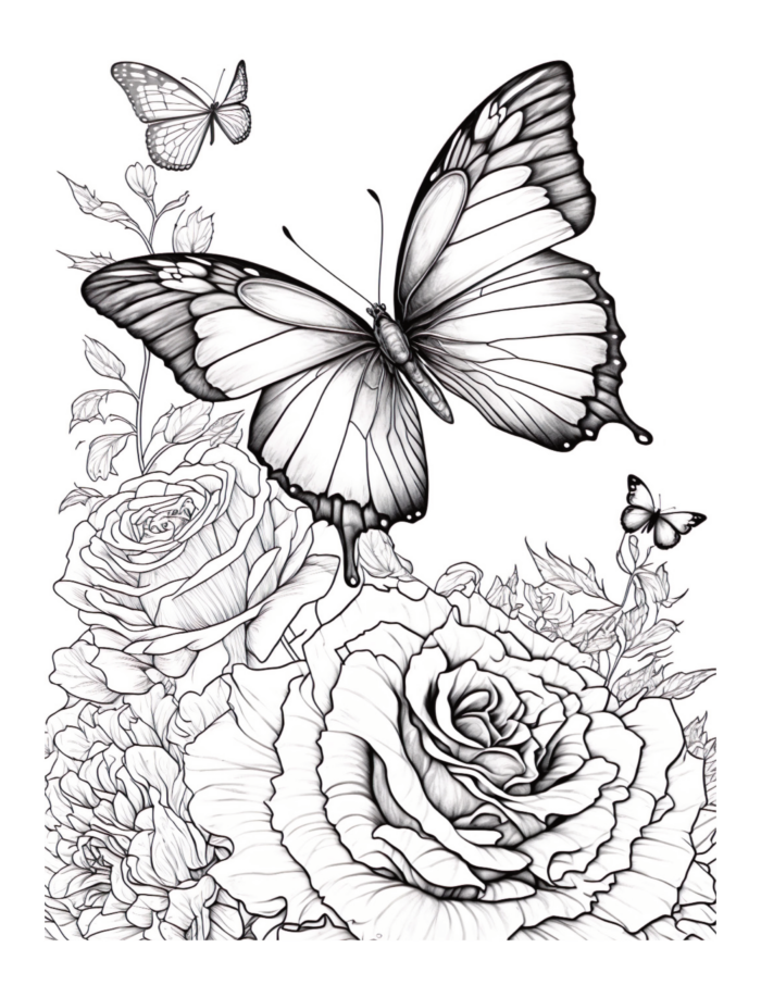 Free Butterfly Garden Coloring Page 9