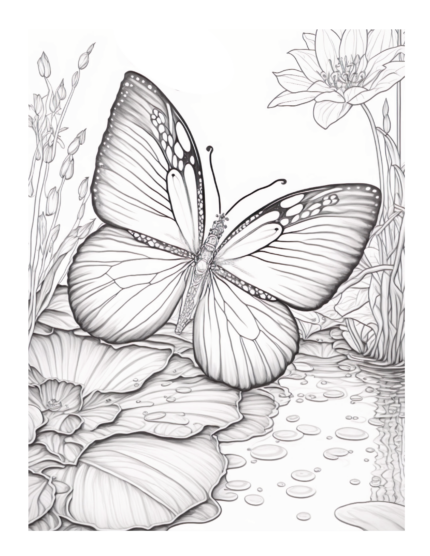 Free Butterfly Garden Coloring Page 91