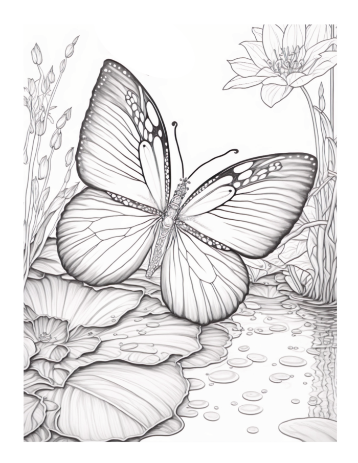 Free Butterfly Garden Coloring Page 91