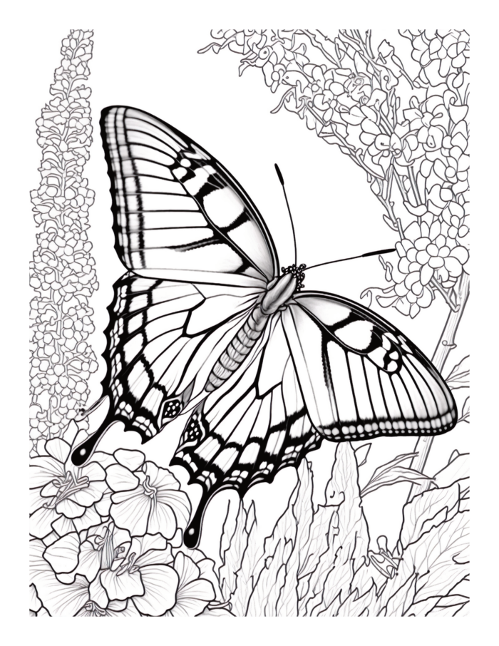 Free Butterfly Garden Coloring Page 95