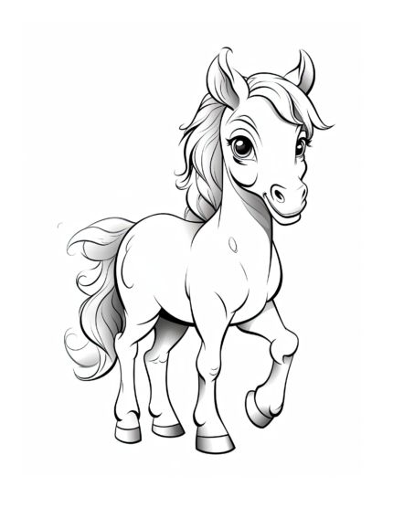 Free Cartoon Horse Coloring Page 40