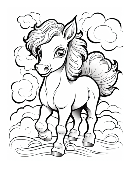 Free Cartoon Horse Coloring Page 41
