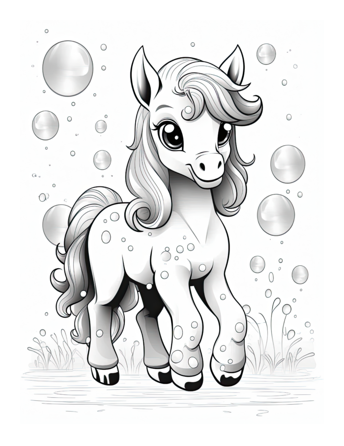 Free Cartoon Horse Coloring Page 42