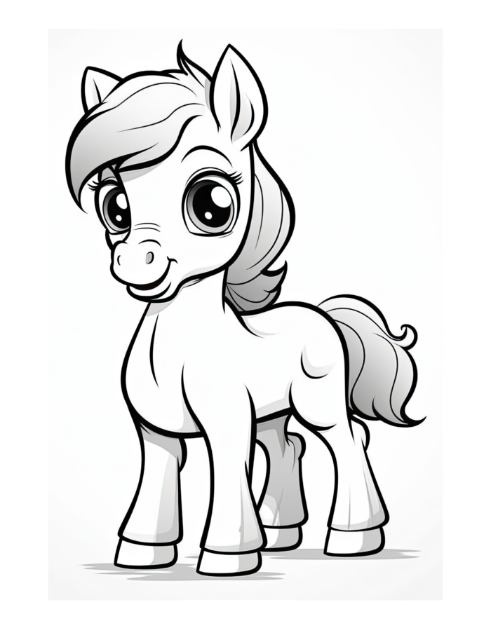 Free Cartoon Horse Coloring Page 43