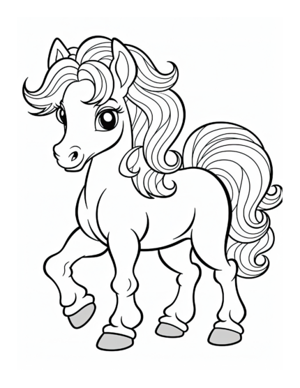 Free Cartoon Horse Coloring Page 45
