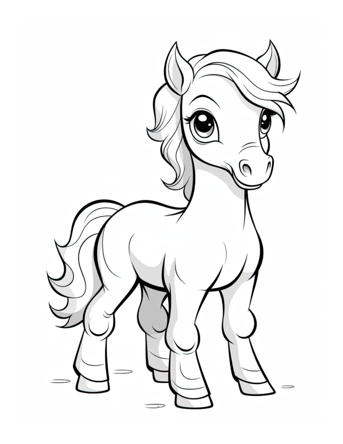 Free Cartoon Horse Coloring Page 46