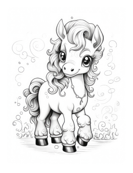 Free Cartoon Horse Coloring Page 48
