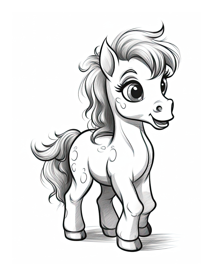 Free Cartoon Horse Coloring Page 50
