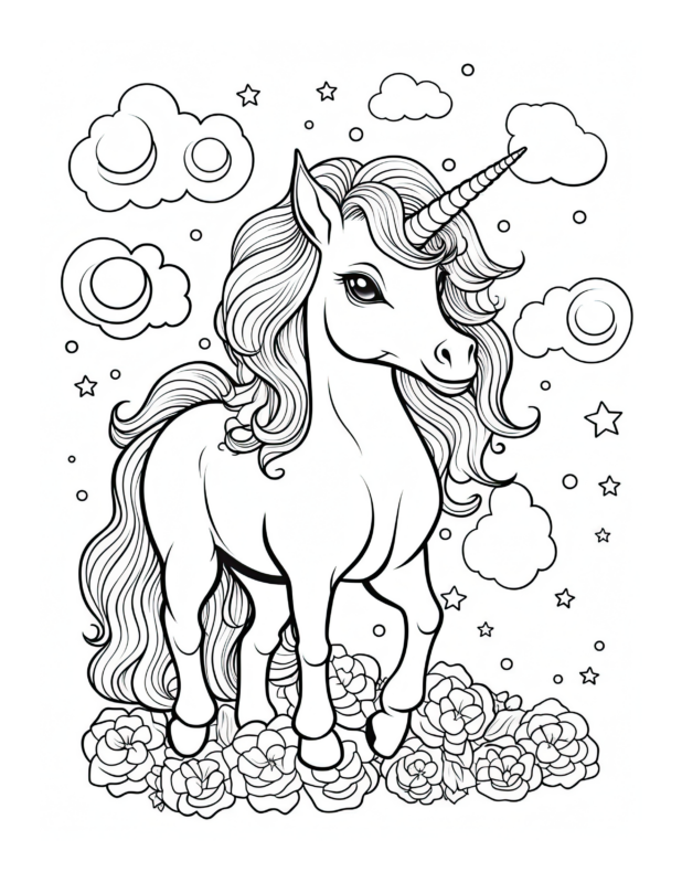 Enchanted Unicorn Coloring Page