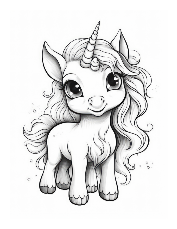 Baby Unicorn Coloring Page