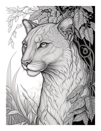 Free Mystical Puma Cat Coloring Page