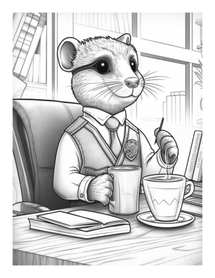 Free Coffee and Mouse Critters Coloring Page 1