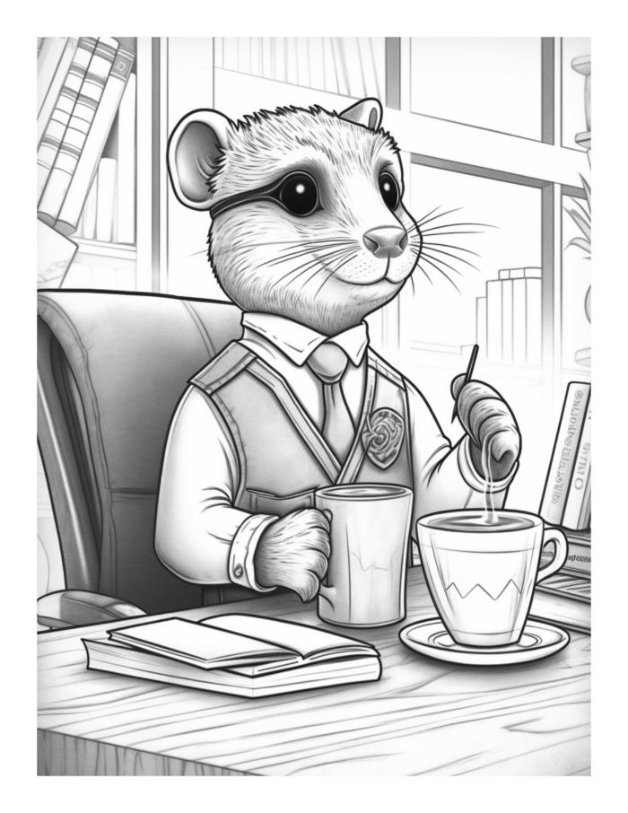 Free Coffee and Mouse Critters Coloring Page 1