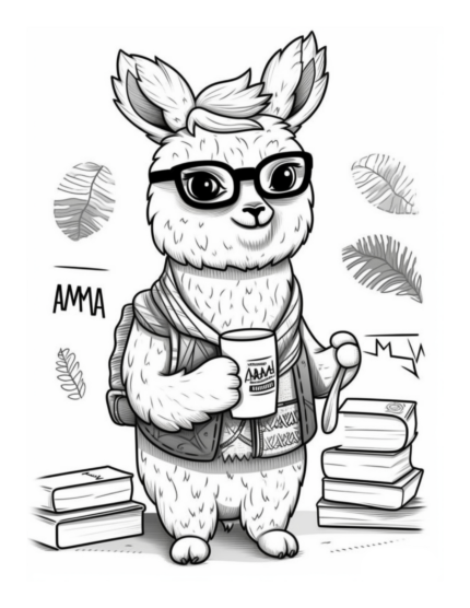 Free Coffee and Llama Critters Coloring Page 2