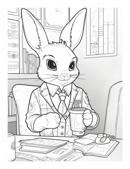 Free Coffee and Critters Bunny Coloring Page 28