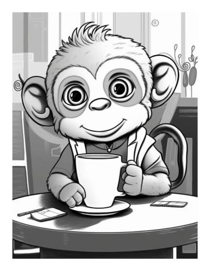 Free Coffee and Critters Monkey Coloring Page 3