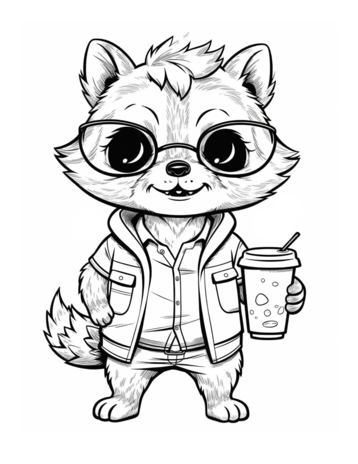 Free Coffee and Critters Coloring Page 4