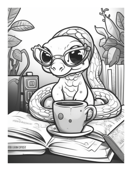 Free Coffee and Critters Snake Coloring Page 5