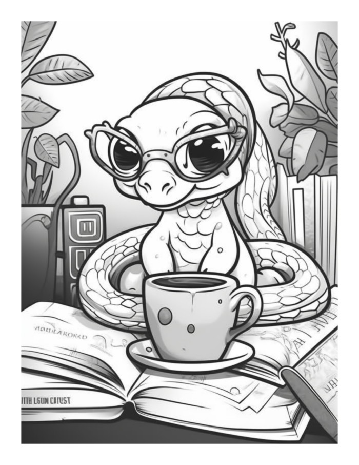 Free Coffee and Critters Snake Coloring Page 5