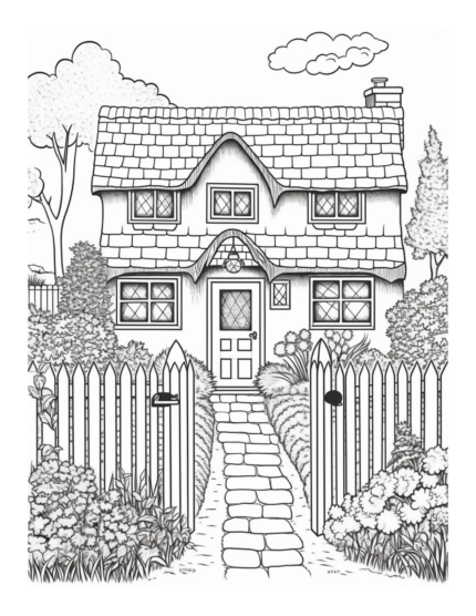 Free Country Garden Cottage Coloring Page