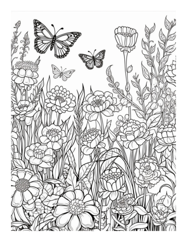 Free Printable Garden Harmony - Floral And Butterfly Coloring Page For ...