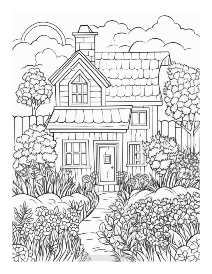 Free Country Cottage Coloring Page