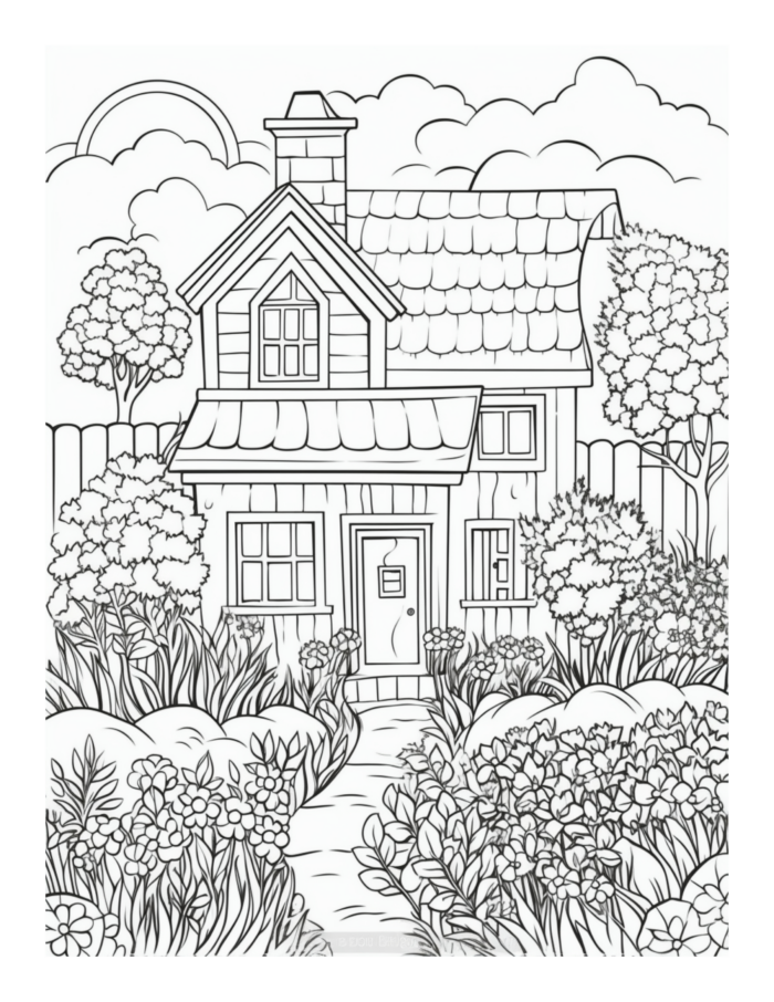 Free Country Cottage Coloring Page