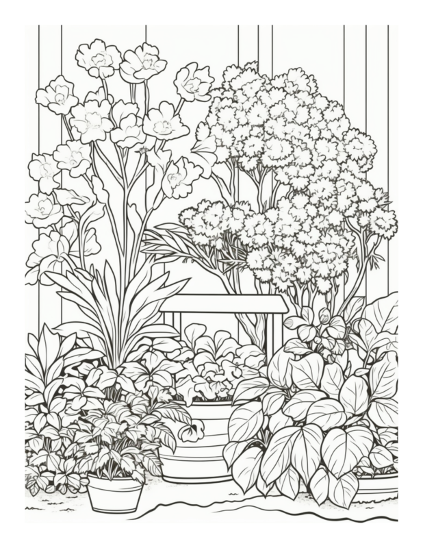 Free Printable Potted Paradise -Plant Coloring Page For Kids And Adults