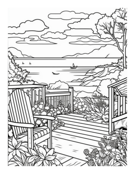 Free Beach Home View Coloring Page