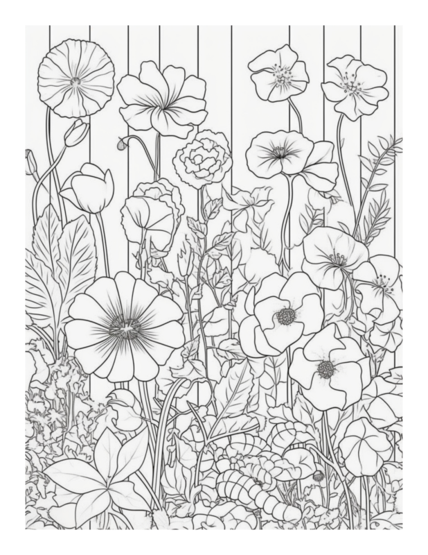 Free Printable Garden Gate Beauty - Flower Coloring Page For Kids And ...