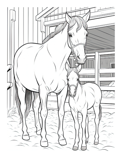 Free Horse and Baby Coloring Page
