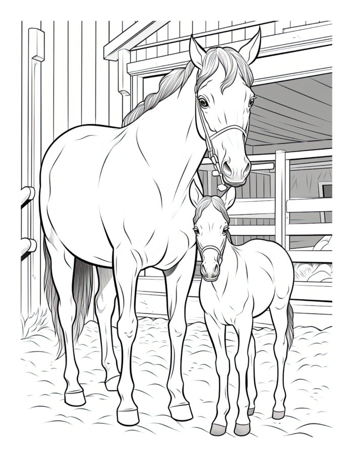 Free Horse and Baby Coloring Page