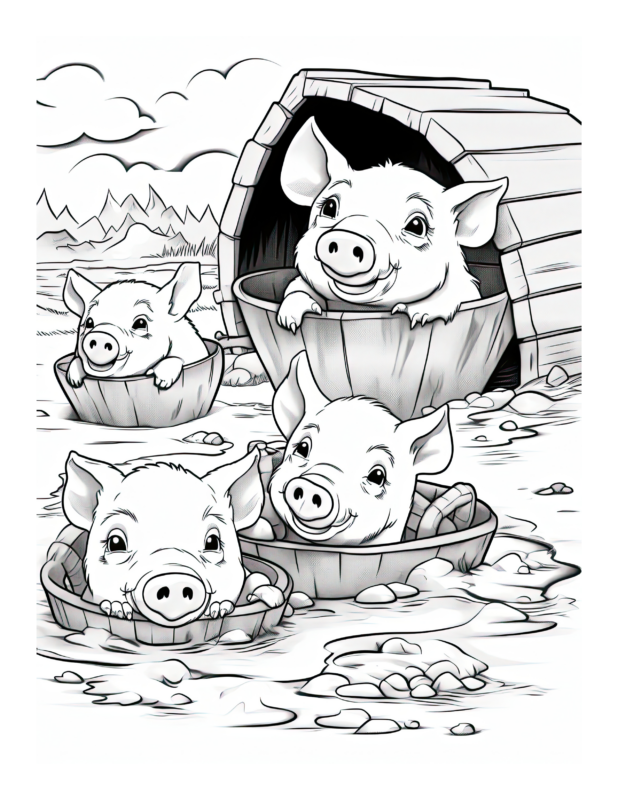 Free Printable Rolling In Mud - Pig Coloring Page For Kids And Adults