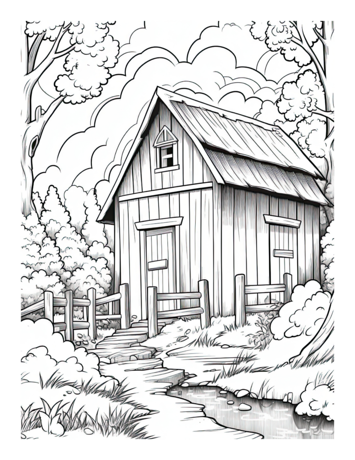 Free Little Country Cottage Coloring Page