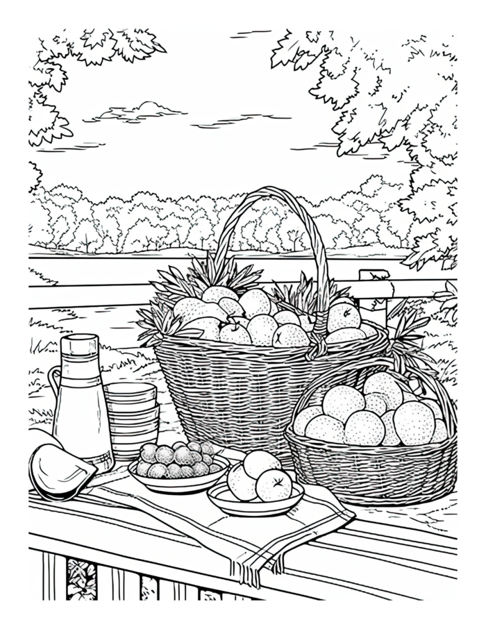 Free Country Picnic Coloring Page