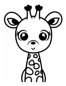 Free Cute Giraffe Coloring Page for Kids