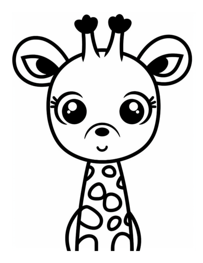 Free Cute Giraffe Coloring Page for Kids