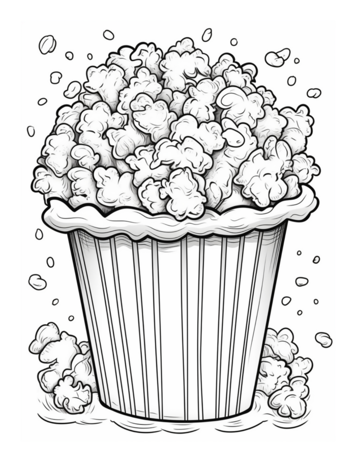 Free Popcorn Coloring Page