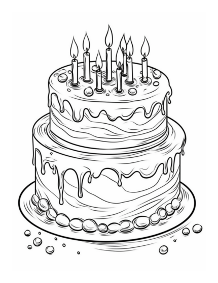 Free Dessert Birthday Cake Coloring Page 65
