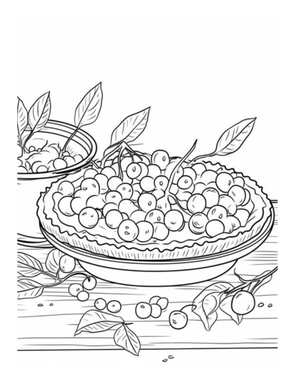 Free Dessert Cherry Pie Coloring Page 83