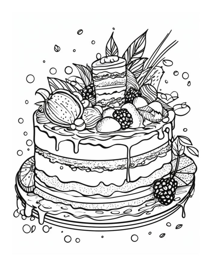 Free Dessert Cake Coloring Page 97