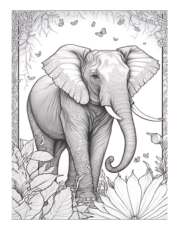 Free Elephant Coloring Page 3