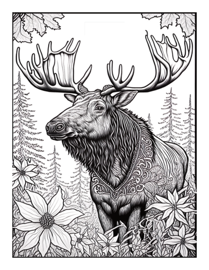 Free Elk Coloring Page 49