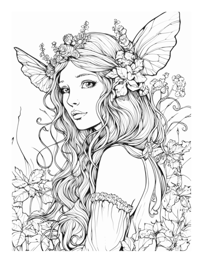 Free Enchanted Fairy Coloring Page 19