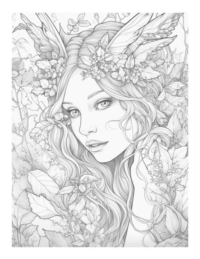 Free Enchanted Fairy Coloring Page 49