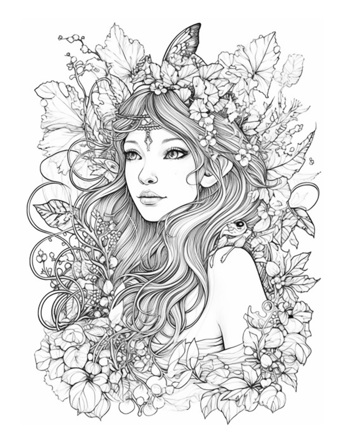 Free Enchanted Fairy Coloring page 53