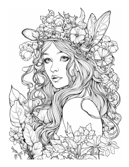 Free Enchanted Fairy Coloring Page 55