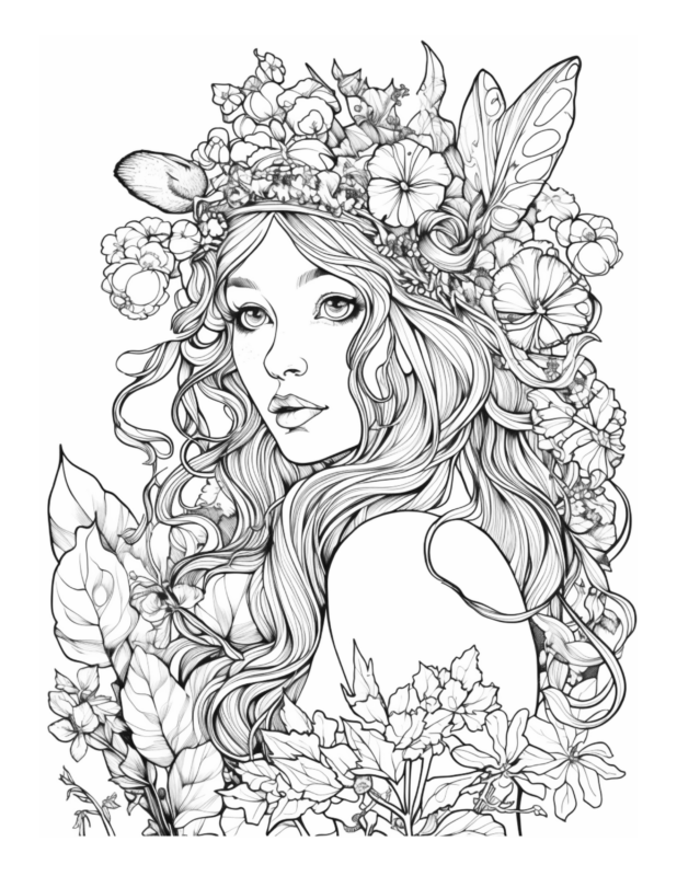 Free Printable Mystical Realm - Enchanted Fairy Coloring Page For Kids ...