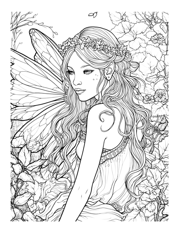 Free Enchanted Fairy Coloring Page 57